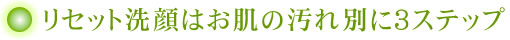 リセット洗顔はお肌の汚れ別に３ステップ